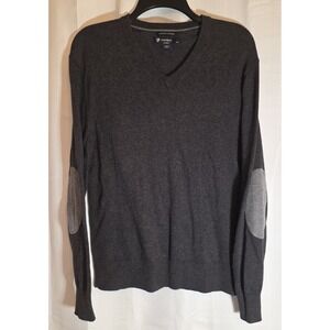 Cremieux Men's Charcoal Gray V-Neck Cozy Business Casual Cashmere Sweater Small